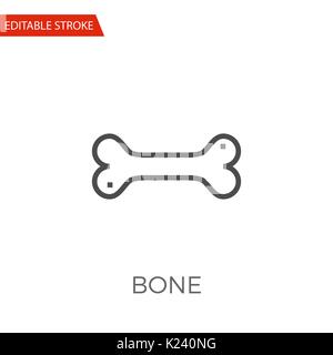 Bone Thin Line Vector Icon. Flat Icon Isolated on the White Background. Editable Stroke EPS file. Vector illustration. Stock Vector