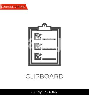 Clipboard Thin Line Vector Icon. Flat Icon Isolated on the White Background. Editable Stroke EPS file. Vector illustration. Stock Vector