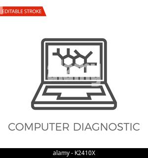 Computer Diagnostic Thin Line Vector Icon. Flat Icon Isolated on the White Background. Editable Stroke EPS file. Vector illustration. Stock Vector