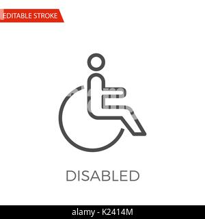 Disabled Thin Line Vector Icon. Flat Icon Isolated on the White Background. Editable Stroke EPS file. Vector illustration. Stock Vector