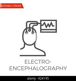 Electroencephalography Thin Line Vector Icon. Flat Icon Isolated on the White Background. Editable Stroke EPS file. Vector illustration. Stock Vector