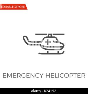 Emergency Helicopter Thin Line Vector Icon. Flat Icon Isolated on the White Background. Editable Stroke EPS file. Vector illustration. Stock Vector