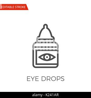 Eye Drops Thin Line Vector Icon. Flat Icon Isolated on the White Background. Editable Stroke EPS file. Vector illustration. Stock Vector