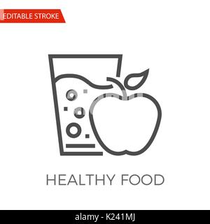 Healthy Food Thin Line Vector Icon. Flat Icon Isolated on the White Background. Editable Stroke EPS file. Vector illustration. Stock Vector