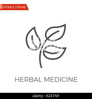 Herbal Medicin Thin Line Vector Icon. Flat Icon Isolated on the White Background. Editable Stroke EPS file. Vector illustration. Stock Vector