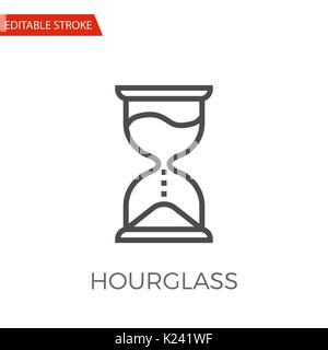 Hourglass Thin Line Vector Icon. Flat Icon Isolated on the White Background. Editable Stroke EPS file. Vector illustration. Stock Vector