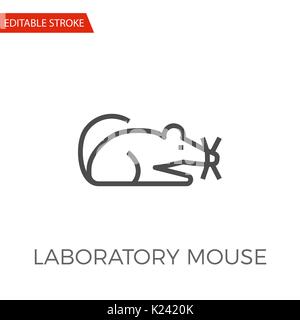 Laboratory Mouse Thin Line Vector Icon. Flat Icon Isolated on the White Background. Editable Stroke EPS file. Vector illustration. Stock Vector