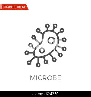 Microbe Thin Line Vector Icon. Flat Icon Isolated on the White Background. Editable Stroke EPS file. Vector illustration. Stock Vector