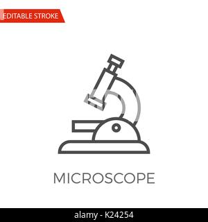 Microscope Thin Line Vector Icon. Flat Icon Isolated on the White Background. Editable Stroke EPS file. Vector illustration. Stock Vector