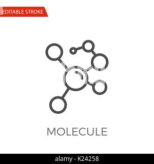 Molecule Thin Line Vector Icon. Flat Icon Isolated on the White Background. Editable Stroke EPS file. Vector illustration. Stock Vector