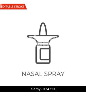 Nasal Spray Thin Line Vector Icon. Flat Icon Isolated on the White Background. Editable Stroke EPS file. Vector illustration. Stock Vector