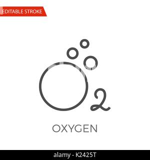 Oxygen Thin Line Vector Icon. Flat Icon Isolated on the White Background. Editable Stroke EPS file. Vector illustration. Stock Vector
