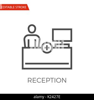 Reception Thin Line Vector Icon. Flat Icon Isolated on the White Background. Editable Stroke EPS file. Vector illustration. Stock Vector