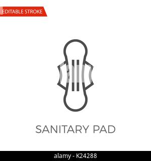 Sanitary Pad Thin Line Vector Icon. Flat Icon Isolated on the White Background. Editable Stroke EPS file. Vector illustration. Stock Vector