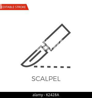 Scalpel Thin Line Vector Icon. Flat Icon Isolated on the White Background. Editable Stroke EPS file. Vector illustration. Stock Vector