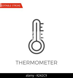 Thermometer Thin Line Vector Icon. Flat Icon Isolated on the White Background. Editable Stroke EPS file. Vector illustration. Stock Vector