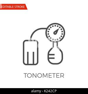 Tonometer Thin Line Vector Icon. Flat Icon Isolated on the White Background. Editable Stroke EPS file. Vector illustration. Stock Vector