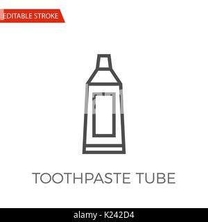 Toothpaste Tube Thin Line Vector Icon. Flat Icon Isolated on the White Background. Editable Stroke EPS file. Vector illustration. Stock Vector