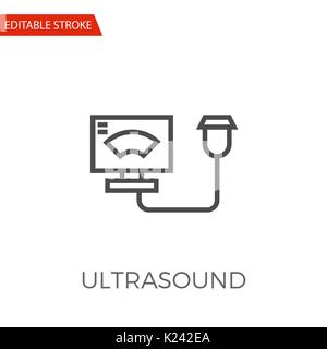 Ultrasound Thin Line Vector Icon. Flat Icon Isolated on the White Background. Editable Stroke EPS file. Vector illustration. Stock Vector