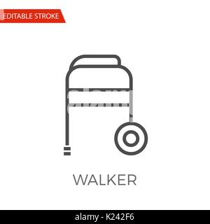 Walker Thin Line Vector Icon. Flat Icon Isolated on the White Background. Editable Stroke EPS file. Vector illustration. Stock Vector