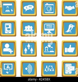 Social network icons azure Stock Vector