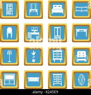 Furniture icons azure Stock Vector