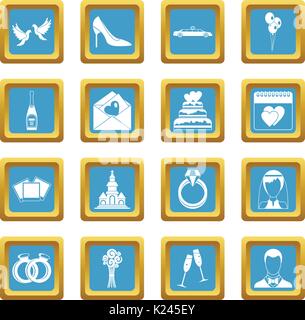 Wedding icons azure Stock Vector