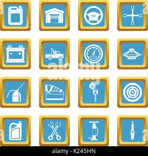 Car maintenance and repair icons azure Stock Vector