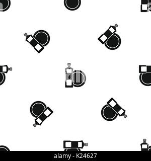 Dishwashing liquid detergent and dish pattern seamless black Stock Vector