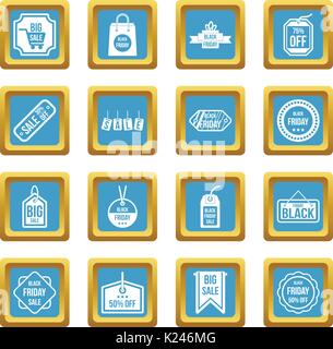 Black Friday icons azure Stock Vector