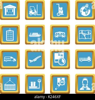 Logistic icons azure Stock Vector