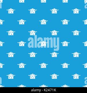 Saucepan with white dots pattern seamless blue Stock Vector