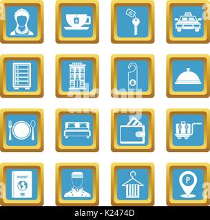 Hotel icons azure Stock Vector