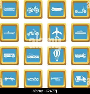 Transportation icons azure Stock Vector