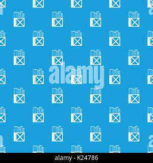 Rolls of white paper in a wooden box pattern seamless blue Stock Vector