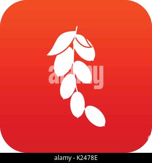 Branch of cornel or dogwood berries icon digital red Stock Vector