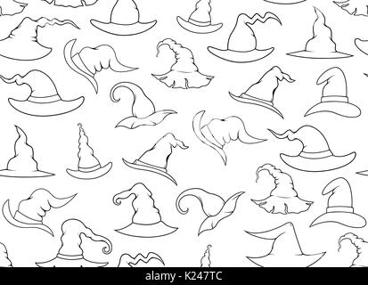Seamless witch hats isolated on white Stock Photo