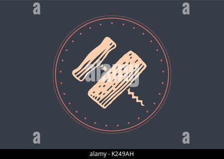 Icon of Corkscrew in circle on white background Stock Vector
