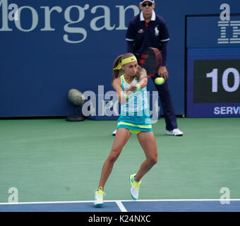 New York, United States. 28th Aug, 2017. New York, NY USA - August 28, 2017: Aleksandra Krunic of Serbia returns ball during US Open Championships day match against Johanna Konta of Great Britain at Billie Jean King Tennis center Credit: lev radin/Alamy Live News Stock Photo