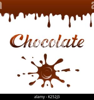 Chocolate cartoon drops and blots. Vector illustration with  let Stock Vector