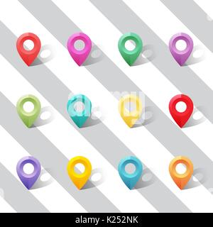 Bright colored pointers . Vector set Stock Vector