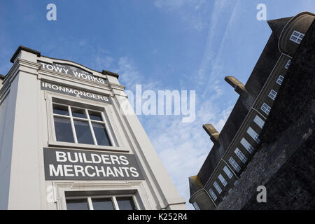 Iconic landmark Towy Works builders' merchants shop / store  in Carmarthenshire, Wales, UK Stock Photo