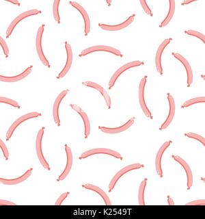 Cute cartoon sausages seamless vector pattern. Stock Vector