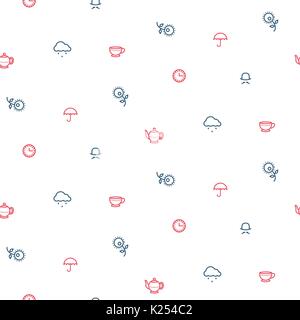 English tea party simple red and blue traditional line vector pattern. Stock Vector