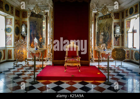 COPENHAGEN, DENMARK - June 25, 2016: Christian VI's throne in Rosenborg Castle Stock Photo