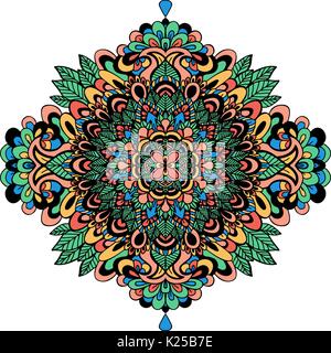 Abstract ethnic ornament. Asian pattern. Colorful authentic background. Vector illustration. Mandala print. Stock Vector