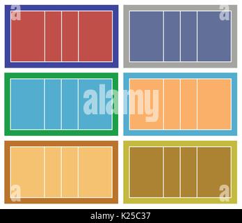 Set of different volleyball court isolated on white Stock Vector