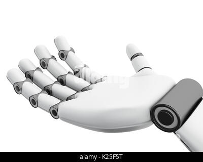 3d illustration. Robotic hand showing something. Future concept. Isolated white background Stock Photo