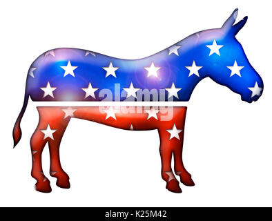 3D Democratic donkey symbol with multiple star shapes cut into it. Stock Photo