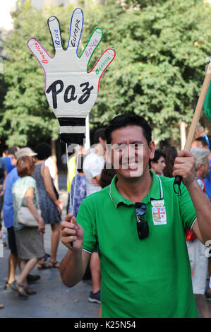 Antiterrorism march in Barcelona Stock Photo